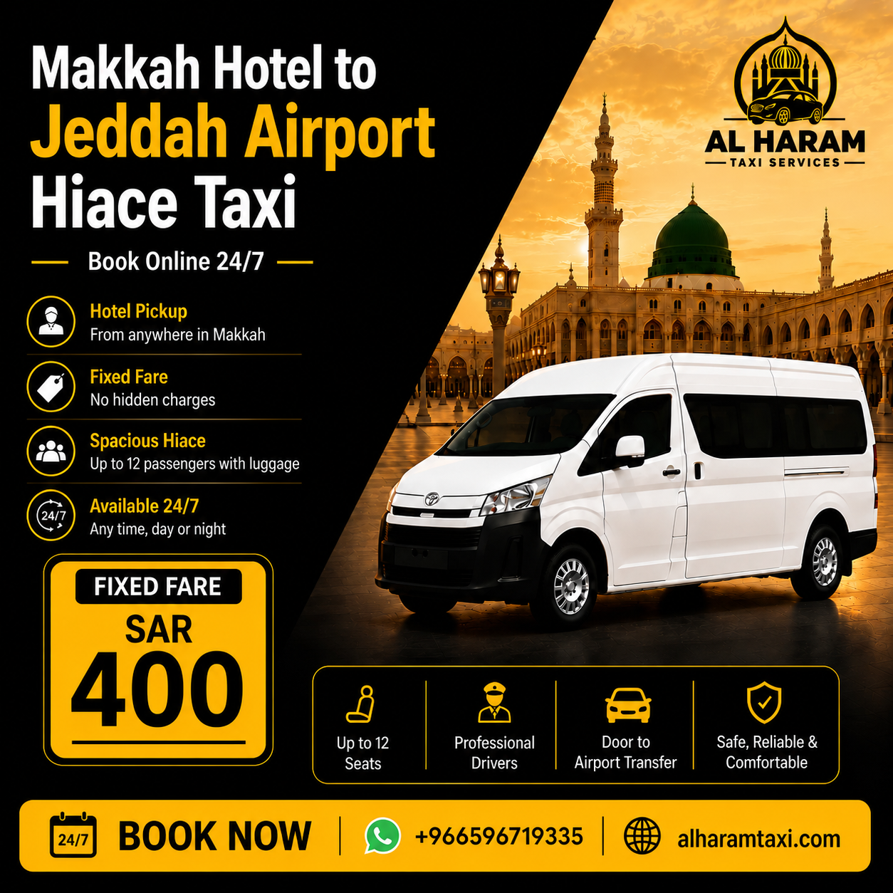 Makkah Hotel to Jeddah Airport Hiace Taxi