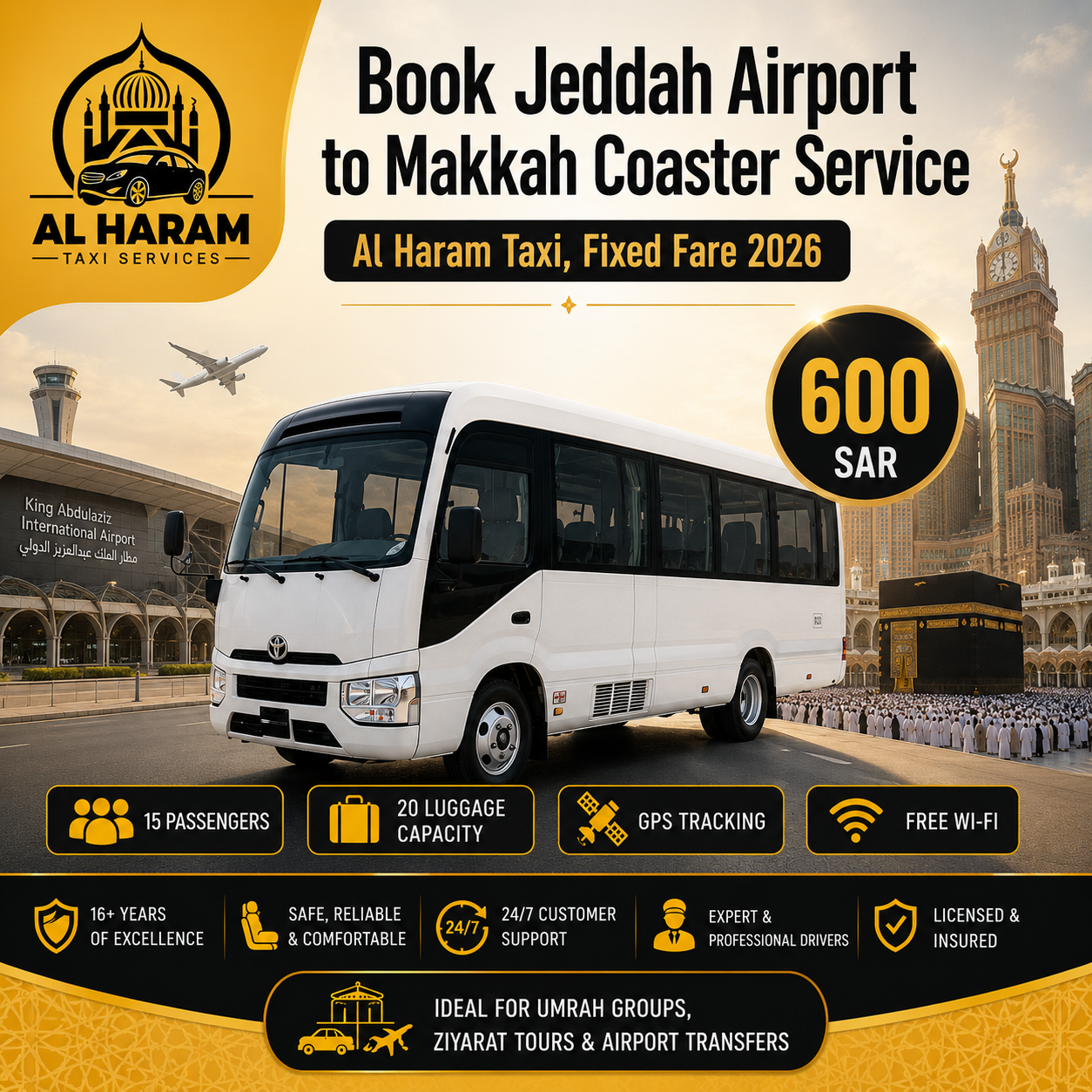 Jeddah Airport to Makkah Coaster Service