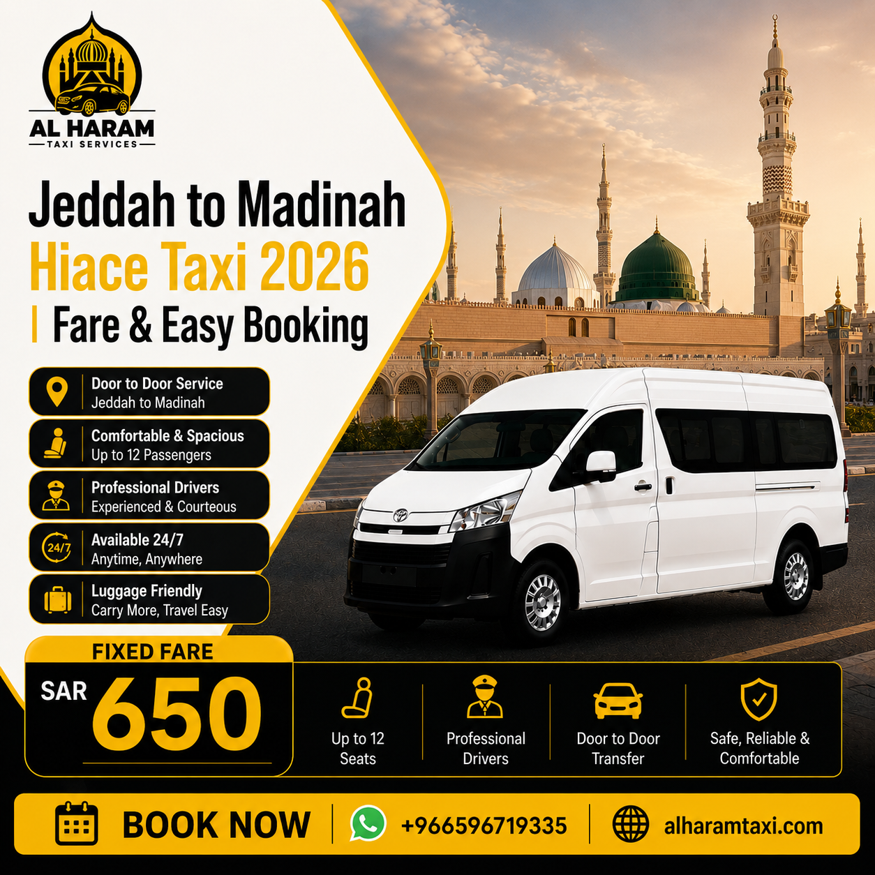 Jeddah to Madinah Hiace Taxi
